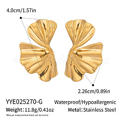 Boucles d'oreilles à tige en forme de feuille en acier inoxydable 304&nbsp;ND8551-1