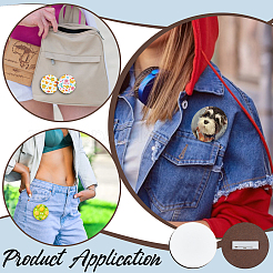 30 шт. плоский круглый деревянный значок для визитки с термопереносом&nbsp;AJEW-BC0009-15