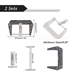 2 комплект застежек для часов из нержавеющей стали 304 в тибетском стиле STAS-UN0039-87A