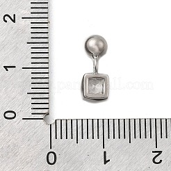 Квадратные подвески из латуни с микропаве из кубического циркония&nbsp;KK-D500-01A-P