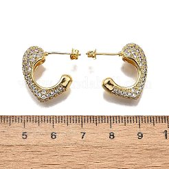 Женские серьги-гвоздики из латуни с микропаве и прозрачным кубическим цирконием EJEW-U056-01A-G