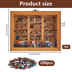 Деревянная книжная полка с акриловыми книгами мини-модель DJEW-WH0015-148