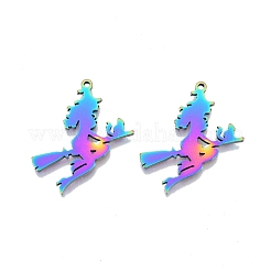 イオンプレーティング（IP）201ステンレスペンダント  魔女  虹色  32.5x27x1.5mm  穴：1.5mm&nbsp;STAS-N098-108M