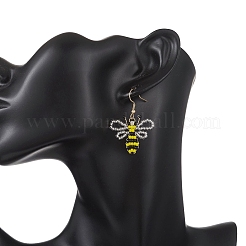 Серьги-подвески из стеклянного бисера с пчелами&nbsp;EJEW-MZ00681