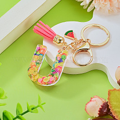 Llaveros de resina con letras de la serie Fruit&nbsp;KEYC-TAC0033-02U