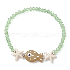 4 шт. эластичные браслеты из стеклянных и синтетических бирюзовых бусин для женщин&nbsp;BJEW-TA00709