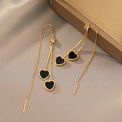 Boucles d'oreilles pendantes en laiton et acrylique en forme de cœur pour femmes&nbsp;WGB9E13-01