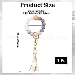 1шт силиконовый круглый брелок с бусинами на запястье&nbsp;AJEW-CL0001-11A