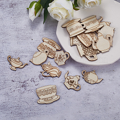 50 Stück Holzcabochons&nbsp;WOOD-CJ0001-57