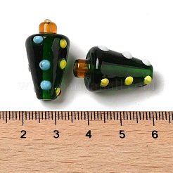 クリスマスをテーマにした手作りランプワークビーズ  クリスマスツリー  24x13mm&nbsp;XMAS-PW0001-213E
