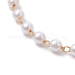 Изготовление браслета-слайдера из латуни и круглого АБС-пластика с имитацией жемчуга AJEW-JB01327