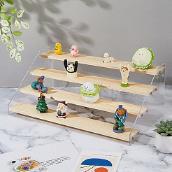 Прямоугольный акриловый органайзер с деревянными минифигурками&nbsp;ODIS-WH0038-102C