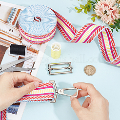 5 ярд жаккардовых полосатых полиэстеровых лент в этническом стиле&nbsp;SRIB-WH0011-159B