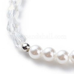 Bracciale elasticizzato con fiore margherita in conchiglia naturale e collana con ciondolo&nbsp;SJEW-JS01252