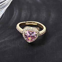 Messing Micro Pave Zirkonia Manschette offene Ringe&nbsp;CU-CBA5C10-05G