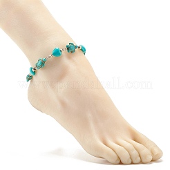 Браслет из синтетической бирюзы с бисером в виде сердца и черепахи&nbsp;AJEW-AN00459-02