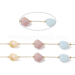 Catene a maglie in morganite naturale con pepite in acciaio inossidabile 304&nbsp;CHS-P016-49G-03