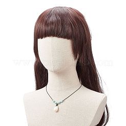 5 個 5 スタイル天然カウリー シェル ペンダント ネックレス セット  女性のための天然と合成の混合宝石と真鍮ビーズの積み重ね可能なネックレス  23.62インチ（60cm）  1個/スタイル&nbsp;NJEW-TA00046