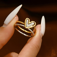 Нерегулярные двойные сердца 925 стерлингового серебра наборные кольца для женщин DW2837-4