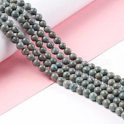 天然シルバーラインジャスパービーズ連売り  染め＆加熱  ラウンド  士官候補生ブルー  6~6.5mm  穴：1mm  約61~66個/連  15インチ&nbsp;G-P451-02B-E