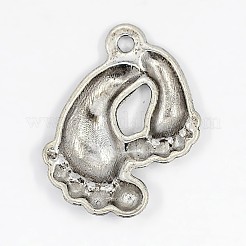 合金のチベット風チャーム  カドミウムフリー＆鉛フリー  足  アンティークシルバー  20x17x3mm  穴：1.5mm&nbsp;LS-LF10163Y