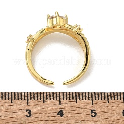 Offene Manschettenringe aus Messing mit Mikropavé und Zirkonia für Damen&nbsp;RJEW-C163-18G