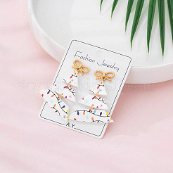 Серьги-подвески из сплава с напечатанным акриловым бантиком в виде рождественской елки.&nbsp;FS-WGF5007-01