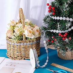 Блестящая полиэстеровая цветочная кружевная лента для отделки&nbsp;OCOR-WH0105-095B