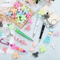 光るシリコンビーズ1セット  DIYの看護ネックレス用  ミックスカラー  暗闇で光るビーズ  クロス  29x22.5x6mm  穴：2mm&nbsp;SIL-SZ0002-94B