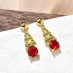 Латунные микро проложить серьги стержня кубического циркония EJEW-M077-16G