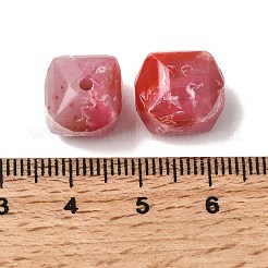 不透明アクリル天然石風ビーズ  ファセットテーブルカットキューブ  ライトコーラル  11.5~12x11.5~12x13mm  穴：1.8mm  約400個/500g&nbsp;OACR-G061-03E