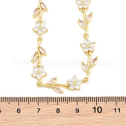Halsketten aus Messing mit Zirkonia-Pavé-Blumengliedern&nbsp;KK-CBA4547-18G-10