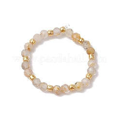 Кольца-растяжки из натурального золота с рутиловым кварцем для женщин&nbsp;RJEW-JR00868-11