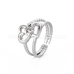 Anello polsino a forma di cuore intrecciato in acciaio inossidabile 304 anti-ossidazione&nbsp;RJEW-N038-043P