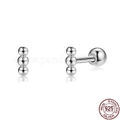 ロジウムメッキ 925 スターリングシルバー スタッド イヤリング  3ボール  プラチナ&nbsp;EJEW-BB72109-P-A6