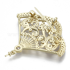 Брошь из латуни с прозрачным кубическим цирконием KK-N232-75-NF