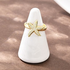 Кольца-манжеты с микропаве из прозрачных кубических цирконий в форме морской звезды для женщин&nbsp;RJEW-A088-08A-G