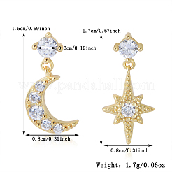 S925 серьги-гвоздики из стерлингового серебра в форме звезды и луны UM6592-1