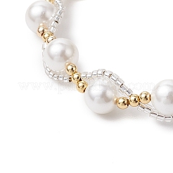 Браслеты из круглых ракушек и жемчуга для женщин&nbsp;BJEW-MZ00151-01