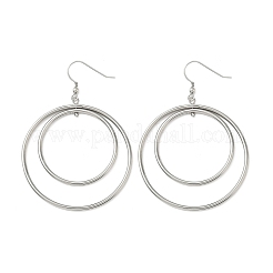 Плоские круглые серьги-подвески из нержавеющей стали 304 с гальваническим покрытием&nbsp;EJEW-Z129-09P