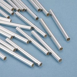 真鍮製チューブビーズ  長持ちメッキ  チューブ  925銀メッキ  40x4mm  穴：3mm&nbsp;KK-Y003-73K-S