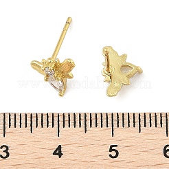 Boucles d'oreilles en laiton zircon cubique micro pavé clair&nbsp;EJEW-R016-26G-11