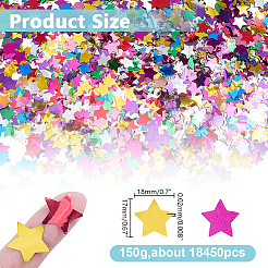 150gペットプラスチックスター紙吹雪  パーティーの装飾  ミックスカラー  17x18x0.02mm  約150g&nbsp;DIY-HY0003-66A