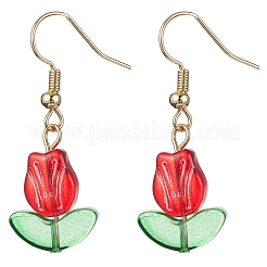Orecchini pendenti in muratura con fiori di tulipano&nbsp;EJEW-JE05526