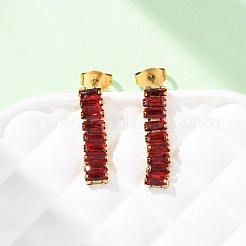 Серьги-гвоздики с прямоугольными кисточками из нержавеющей стали 304&nbsp;EJEW-F393-01G