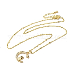 Ожерелья с подвесками из латуни с прозрачным фианитом и прозрачным фианитом&nbsp;NJEW-K269-05G-10