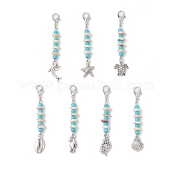 Подвесные украшения из сплава в тибетском стиле в стиле океана&nbsp;HJEW-JM03376