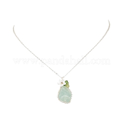 Pépites de fluorite verte naturelle brute avec pendentif en forme de fleur&nbsp;NJEW-TA00268