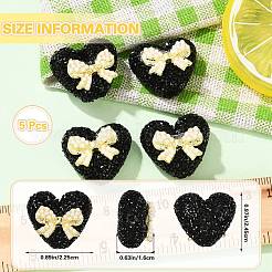5 pezzo di perline a forma di cuore in resina e lega&nbsp;RESI-SZ0002-17F