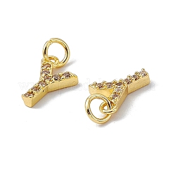 Véritable micro-pavé en laiton plaqué 18k or véritable breloques en zircone cubique transparente&nbsp;KK-E068-VB452-Y